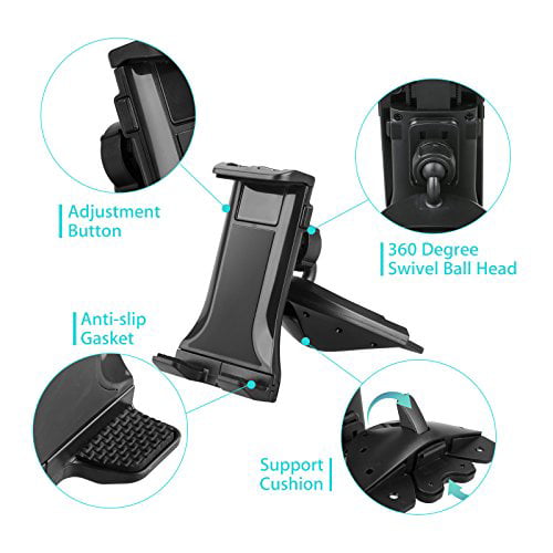 4-12 Tablets & Cellphones LinkStyle 2 in 1 CD Slot Tablet Car Mount -Black Universal CD Player Car Phone Mount Compatible with Samsung Galaxy/iPad Mini/iPad Air/iPad Pro/iPhone Xs Max/XS/XR/GPS 